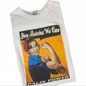 Funny graphic white cotton t-shirt top, Women's medium conservative feminist tee